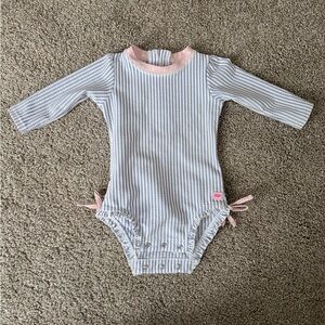 Ruffle Butts Pink and White Striped Bodysuit